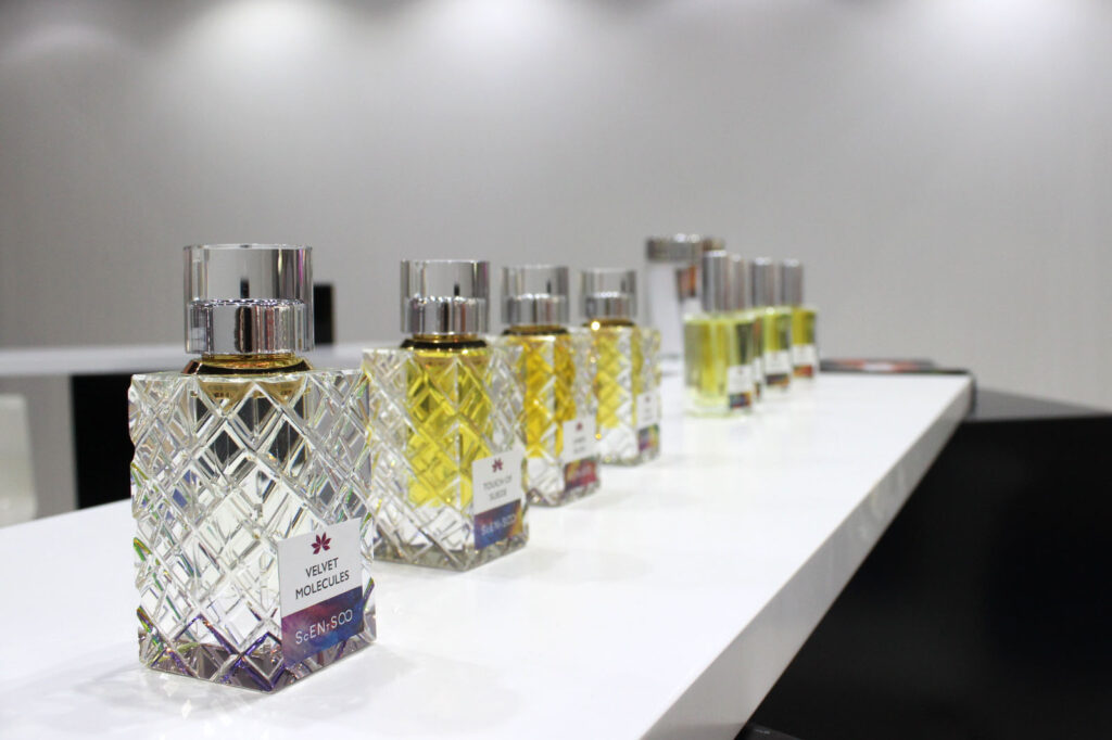 Row of elegant perfume bottles for Scentsoo collection of fragance