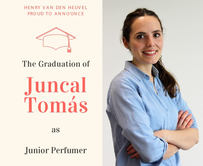 Graduation announcement for Juncal Tomás as Junior Perfumer