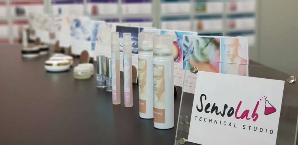 Sensolab technical studio cosmetic products displayed on a table.
