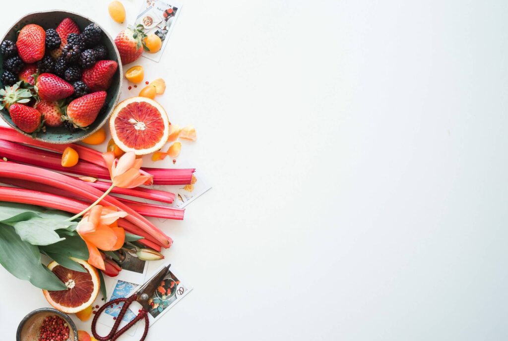 Colourful arrangement of fresh red fruits.