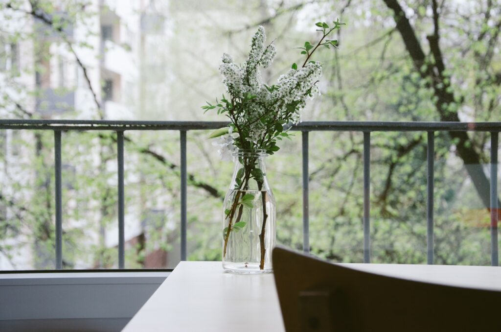 Vase with flowers on a table