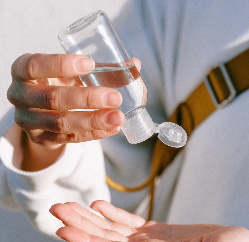Hand sanitiser being poured out